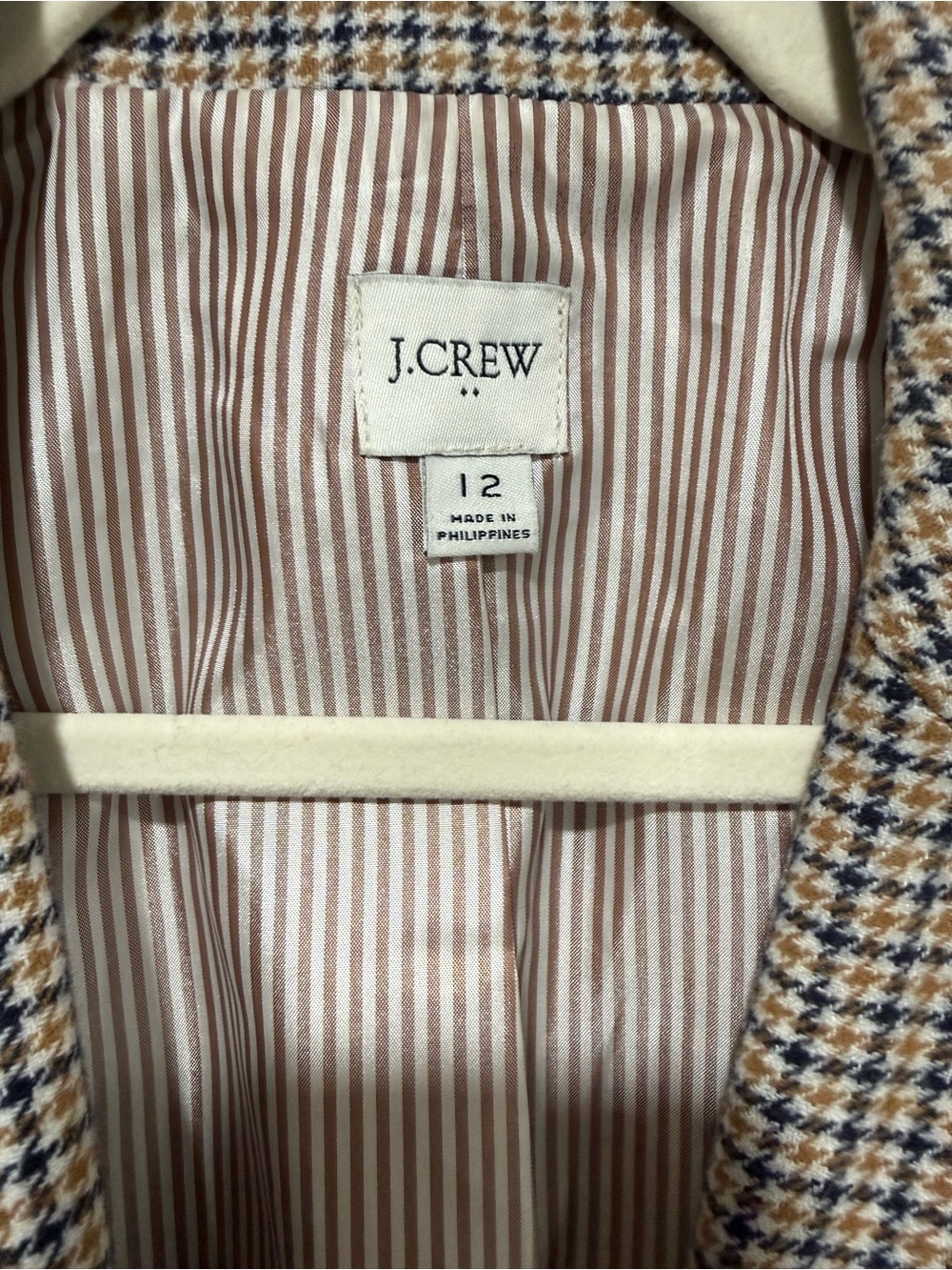 J. Crew Women's Tan & Navy Plaid Blazer - Picture 5 of 9